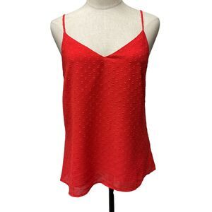 Skies Are Blue Textured‎ Camisole Tank Top S Red Orange Spaghetti Strap Flowy